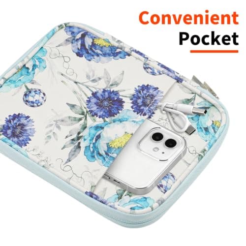 HoYiXi Universal Sleeve Bag for 6-6.8 inch E-Book Reader Compatible with 6.8" Kindle Paperwhite 2025-2012/6" All-new Kindle/Kobo/PocketBook,6" EReader With Anti-Drop Protective Cover,Blue roses — view 5