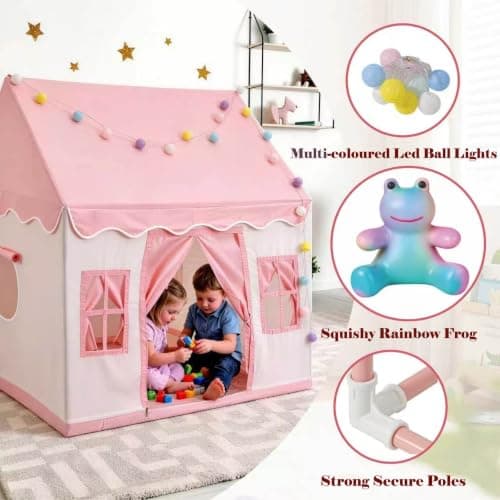 Play Kids Tent for Girls; Multi-Coloured Ball Lights & Toy Squeezy Rainbow Frog. Outdoor Indoor Playhouse for Children – Toys & Gifts for Girls Age 3 4 5 6 7. Kids Play Tents — view 5