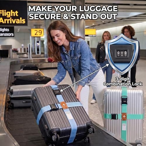 SUWEIR Luggage Straps (2 with Lock, 2 Standard) for Suitcases & Travel Bags — view 6
