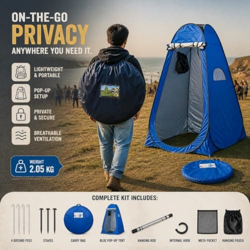 Shower Privacy Toilet Tent Beach Portable Changing Dressing Camping Pop Up tents Room Sun Sunshade Baby Outdoor Backpack Shelter Canopy (BLUE) — view 4
