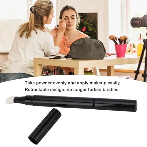 Retractable Makeup Brush Dual Ended Soft Wool Shadow Brush, Portable Cosmetic Brush for Blending Eyeshadow, Travel Friendly Multipurpose Make Up Tool with Protective Cap — view 3