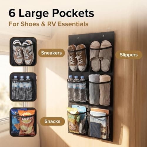 SINJAETRQ Hanging Shoe Storage, Non-Woven Wall Mounted Shoe Rack for Closet Door, Caravan Accessories & Campervan Organiser, Space Saving Over The Door Shoes Storages Solution — view 5