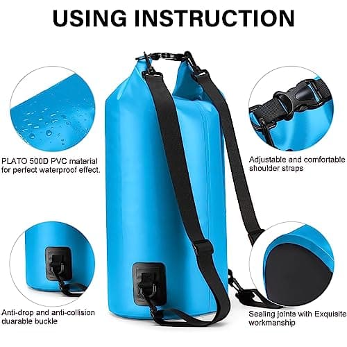 Invool Dry Bag, 5L/10L/20L/30L Waterproof Dry Bag, Dry Sack with Adjustable Shoulder Strap for Hiking, Swimming, Rafting, Surfing, Cycling, Camping, Fishing — view 3