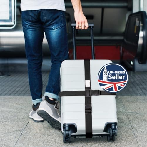 OW-Travel Personalised Cross Luggage Straps for Suitcases, Black, 1 Pack — view 2