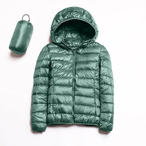 Womens Winter Lightweight Puffer Jacket with Hood Warm Short Packable Women Quilted Jacket Transitional Padded Down Jacket for Ladies Lined for Hiking Travel Plus Size Thin Jacket Down Mint Green — view 4