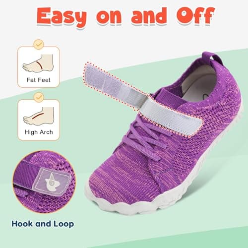JOINFREE Kids Walking Shoes Wide Hiking Sneakers Girls Sports Tennis Trainers Non-Slip Boys School Sneaker Purple UK Child 11 — view 3