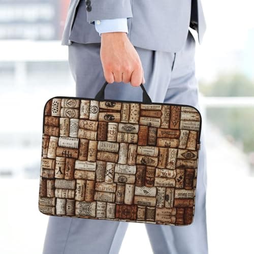 Wine Cork 14 Inches Laptop Sleeve Compatible Protective Case With Zipper Classic Portable Handle — view 2