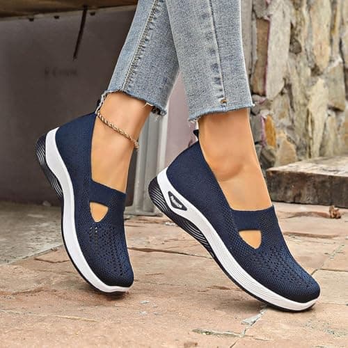 Women Orthopedic Casual Walking Shoes Breathable Soft Sole Slip On Shoes Lightweight Athletic Sneakers — view 3