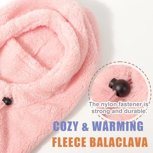 DRESHOW Winter Thermal Fleece Balaclava for Women and Men Windproof Ski Mask Face Cover Neck Warmer Hooded Scarf Cold Weather Beanie Hat with Adjustable Drawstring — view 4