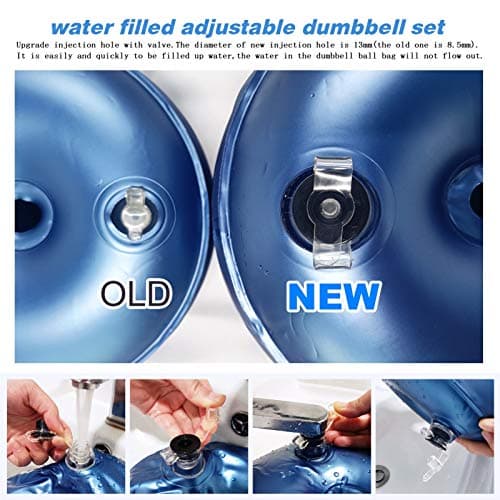 DEIRIS Water Filled Dumbbell Sets, Adjustable Weights 8~10kg, PVC Portable Foldable, For Home And Gym Fitness Exercise Workout Training, Hand Arm Training (Blue) — view 5