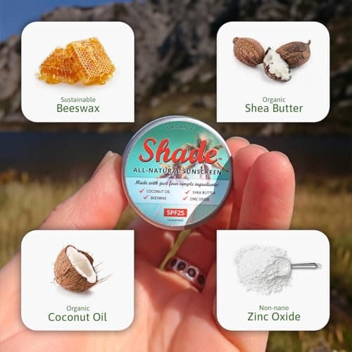 Shade All-Natural Sunscreen SPF25-15ml | Pocket-Sized Mineral Sun Cream with Organic Coconut Oil, Shea Butter, Beeswax & Zinc Oxide (Pack of 2) — view 2