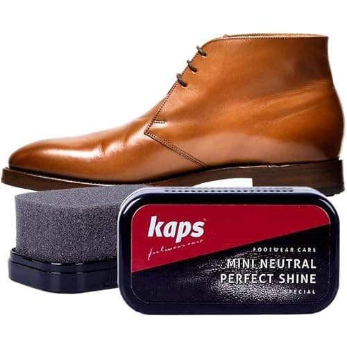 Kaps Shoe Shine Sponge for Leather - Instant Shine and Cleaning Pad, Transparent Neutral, Compact Travel Size for Shoes, Boots, and Bags Mini Perfect Shine