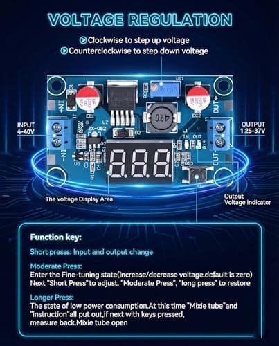 LYLANMO LM2596S Adjustable DC-DC Buck Converter Power Supply Module with Digital Voltage Meter Display Input 4-40V Output 1.25-37V 3A (Pack of 3) — view 5