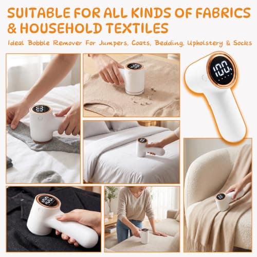 Fabric Shaver, 6-Blade Rechargeable Lint Remover with LED Display & USB-C — view 6