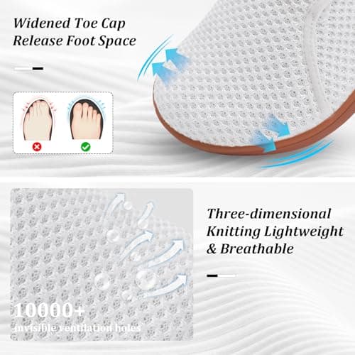 JOINFREE Womens White Walking Shoes Wide Fit Barefoot Slip Resistant White — view 3