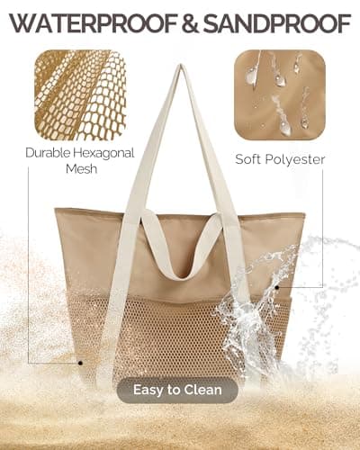 HOMESPON Beach Bag Large Waterproof Tote for Women with Zipper — view 5