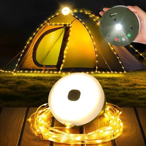 Famgoods Camping String Lights, 32.8Ft, USB Rechargeable