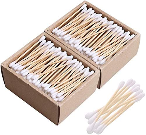 CS Beauty - 300 Eco Friendly Bamboo Earbuds Cotton Swabs - Plastic Free Baby Cotton Buds Biodegradable - Ear Buds for Makeup, Crafts, Cleaning, & Baby Hygiene, white