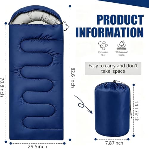 Sleeping Bag for Adults & Kids, 3-4 Season Sleeping Bags With Compact Bag — view 2