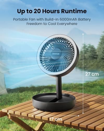 gaiatop Foldable Small Desk Fan with Night Light, 6.8in Portable Travel Fan — view 4