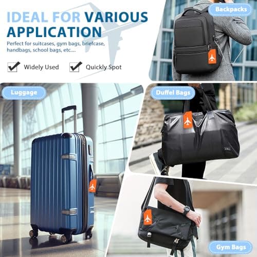 KINDOYO 2 Pcs Luggage Tags - Silicone Luggage Tag with Name ID Card, Baggage Handbag Suitcase Labels Perfect to Quickly Spot Luggage Suitcase, Orange — view 6
