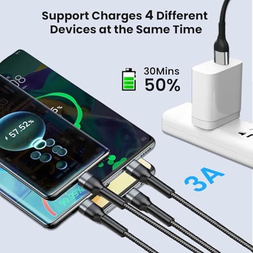 4 in 2 USB C Multi Charger Cable, 3A Fast Charging USB C Splitter Cord — view 2