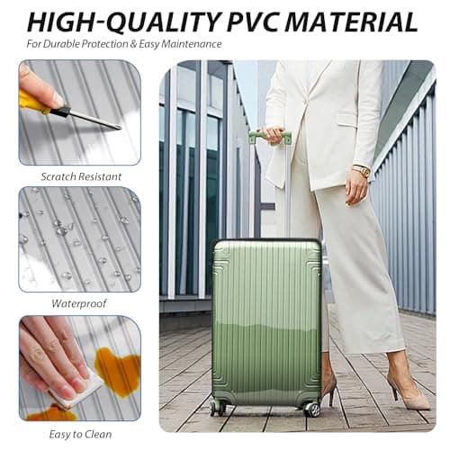 Linpr Clear PVC Suitcase Cover, Travel Luggage Protector, Black, 28 — view 5