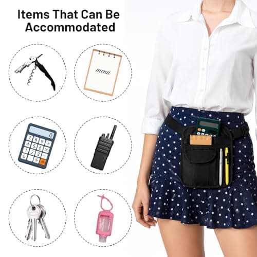 Chsoejuf Serving Apron, Restaurant Waiter Waist Pouch Bag with Pockets — view 4