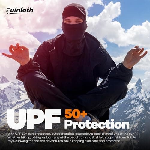 fuinloth Ski Mask Balaclava Motorcycle Cycling Summer UV Unisex Black — view 5
