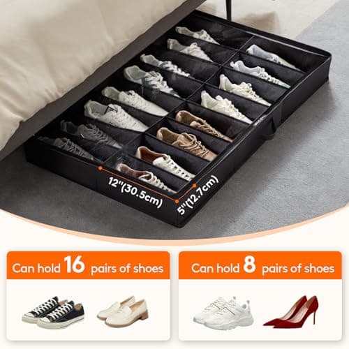 Lifewit 2-Pack Under Bed Shoe Storage Hold 36 Pairs, Black — view 2