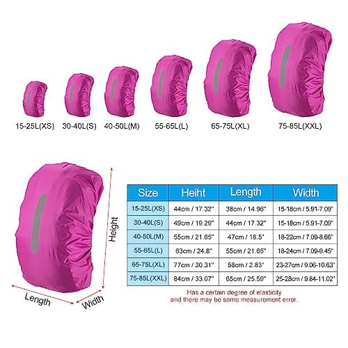 PATIKIL Waterproof Backpack Rain Cover 65-75L XL Rose Red — view 2