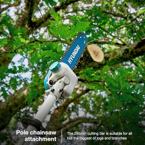 Hyundai 52cc Petrol Garden 5-in-1 Multi Tool, Grass Trimmer, Brushcutter, Hedge Trimmer, Pole Saw & 800mm Extension Shaft, Soft Recoil Start, Harness Included, 3 Year Warranty — view 4