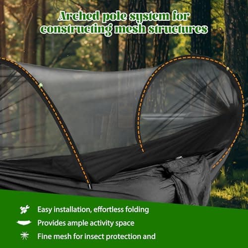 Aartner Ultra-Light Travel Camping Hammock Pop-up Bug Net - Anti-Rollover Hammock 300kg Load Capacity,Breathable,Quick-drying,Outdoor Backpacking Hiking (Black) — view 4