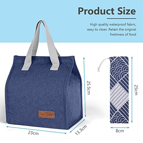Vicloon Lunch Bags for Women Men, Portable Lunch Box Bag, Insulated Cooler Bag Thermal Leak-Proof Lunch Organizer, Thermal Cooler Bag for Work Outdoor School Travel (Navy Blue) — view 2