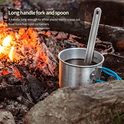 TiTo Titanium Long Handle Spork and Spoon Eco-Friendly Ultralight Portabale Flatware for Outdoor Camping Backpacking Hiking Travel Picnic Tableware with Bag(Rose Spork) — view 3