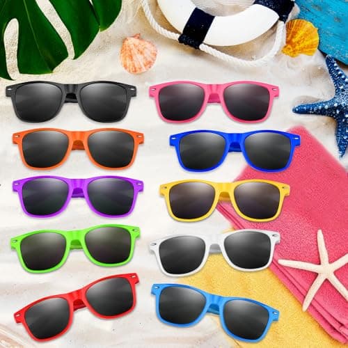 BOUBONI Colorful Party Sunglasses Bulk 20 Packs for Wedding Beach Summer Pool Party Supplies Goodie Bags Stuffers (Mixed 10 Colors, Millimetres, 145) — view 5
