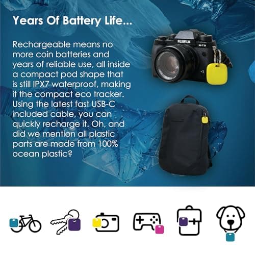 Boompods Tag Tracker Rechargeable Tracking Tag, Yellow — view 5