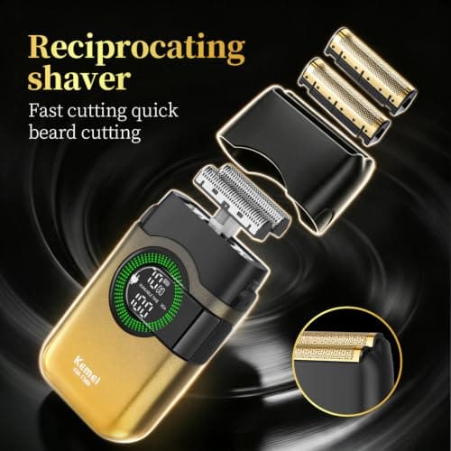 KEMEI Electric Foil Shavers for Men, Double Foil Razor with Floating Blades, Cordless Skin Fade Beard Shaver, USB Type C Rechargeable Up to 100 Min Usage, Travel Lock — view 2