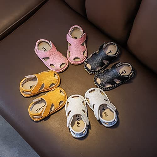 Momolaa UK 12-18 Months Baby Sandals Infant Toddler Boy Closed Toe Summer Breathable Barefoot Sandals Flat Anti Slip First Walking Shoes for Outdoor Water Sports 003_Yellow — view 5