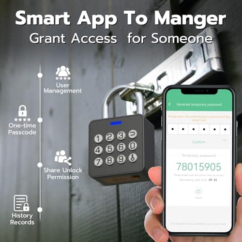 Eseesmart Smart Lock with Code-Combination Fingerprint Padlock, Biometric Keyless Combo Lock with Bluetooth APP, Waterproof for Storage Unit Outdoor Fence Gate Shed Gym School Locker — view 5