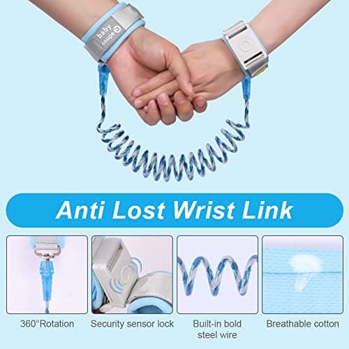AOMIG Anti Lost Safety Wrist Link Belt, 1.5M Wrist Reins for Toddlers with Induction Lock, Baby Reins Toddler Reins for Walking & Travel, Toddler Wrist Strap for Walking (Blue) — view 3