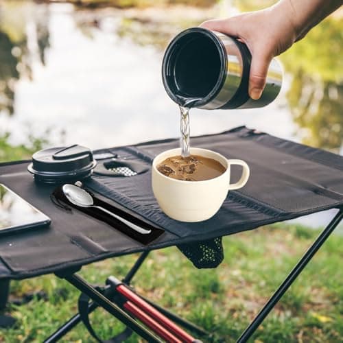 Camping utensils set, ReaNea Camping Plates And Bowls Set With Coffee Mug, Travel Cutlery Set Include Spoon, Fork, Knife for Home, Poolside, Outdoor, Picnic, Camp — view 6