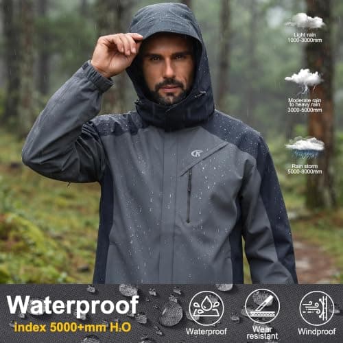 yuyangdpb Mens Waterproof Jacket Lightweight Hooded Raincoat — view 3