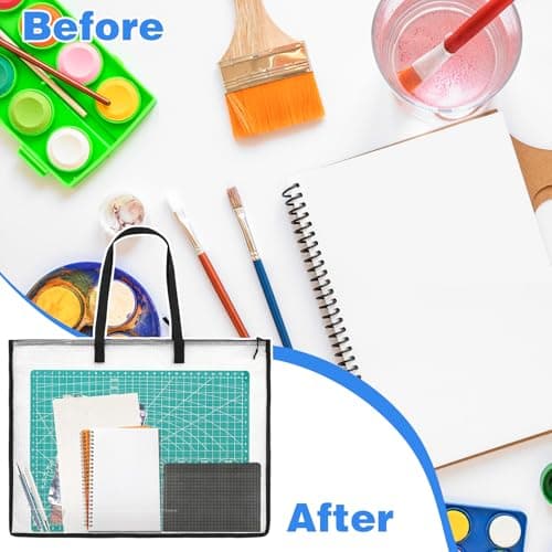 Andibro A2 Art Portfolio Folder Case, 19 x 25 Inch Clear Art Folder Portfolio Bags Carry Case with Handle and Zipper for Artwork Posters Scrapbooks Supplies — view 5