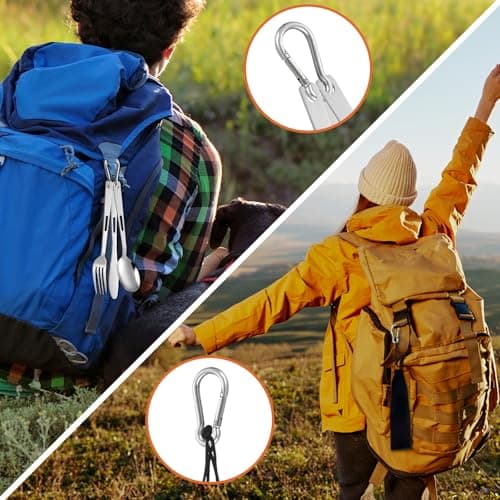 OWill 3 Pieces Cutlery Set, Camping Knife and Fork Sets Stainless Steel Flatware Set Portable Silverware Set for Travel Office School Picnic — view 6