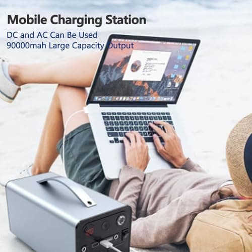 ZyKnaurral Portable Power Station, Outdoor Emergency Power Supply, 300W 90000mAh Camping Power Bank, AC/DC/USB/Type-C Sockets, 6 Power Ports — view 4