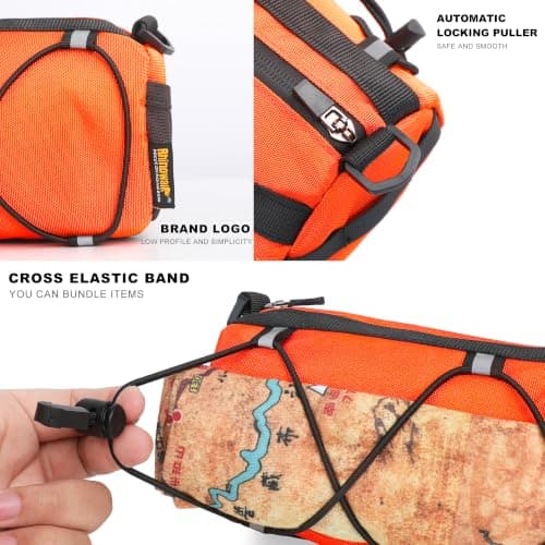 Rhinowalk Bike Handlebar Bag - Front Bag with Shoulder Strap for Road & Mountain Bikes (Orange) — view 3
