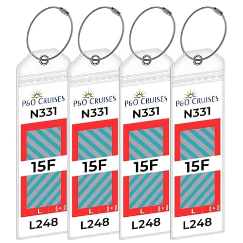 P&O Cruise Luggage Tag Holders [4 Pack] – Waterproof, Durable with Steel Loops – Fits All P&O Cruise Ships for Cruising in 2026, 2027 and 2028 – Cruise Essentials