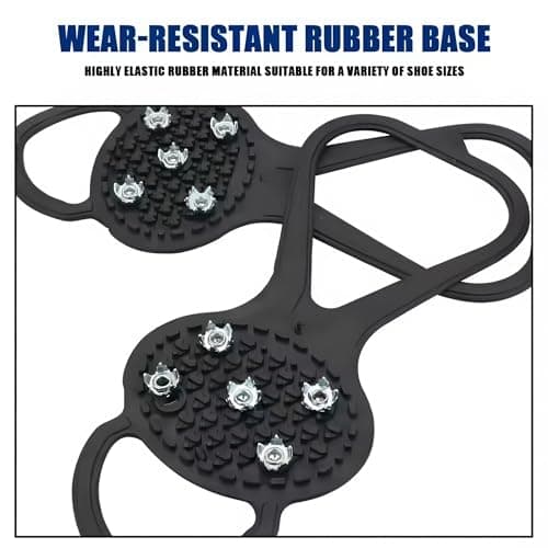 2 Pairs Ice Grippers for Boots and Shoes Anti Slip Snow Cleats with Heavy Duty Steel Spikes Traction for Winter Walking Hiking Climbing Outdoor Travel Fishing Camping for Men and Women — view 3