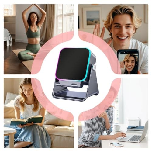 Induction Speaker, Cell Phone Stand with Blue-tooth Speaker, Audio Station with Light, 10W Folding Phone Holder Charger Speakers for Home Office Travel Christmas Birthday — view 5